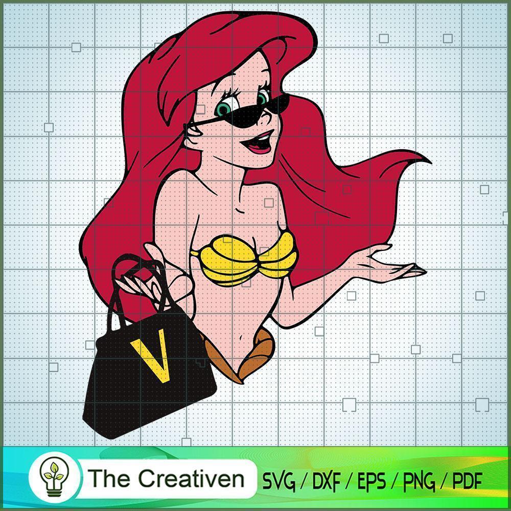 Ariel Mermaid Versace SVG, Disney Princess SVG, Luxury Brand SVG 1 Ariel Mermaid Versace SVG, Disney Princess SVG, Luxury Brand SVG