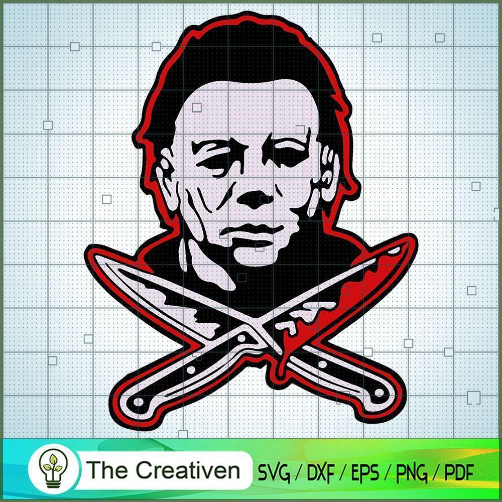 Michael Myers Double Knife SVG Cut File for Cricut & Silhouette 1 Michael Myers Double Knife SVG Cut File for Cricut & Silhouette