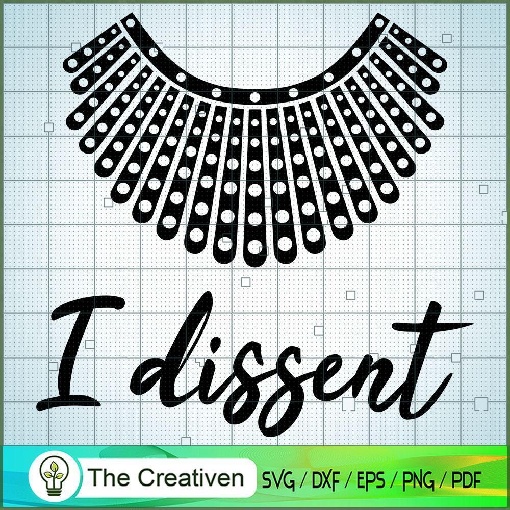 RBG Necklace I Dissent SVG, Ruth Bader Ginsburg SVG, Judge SVG 1 RBG Collar Dissent 1 copy