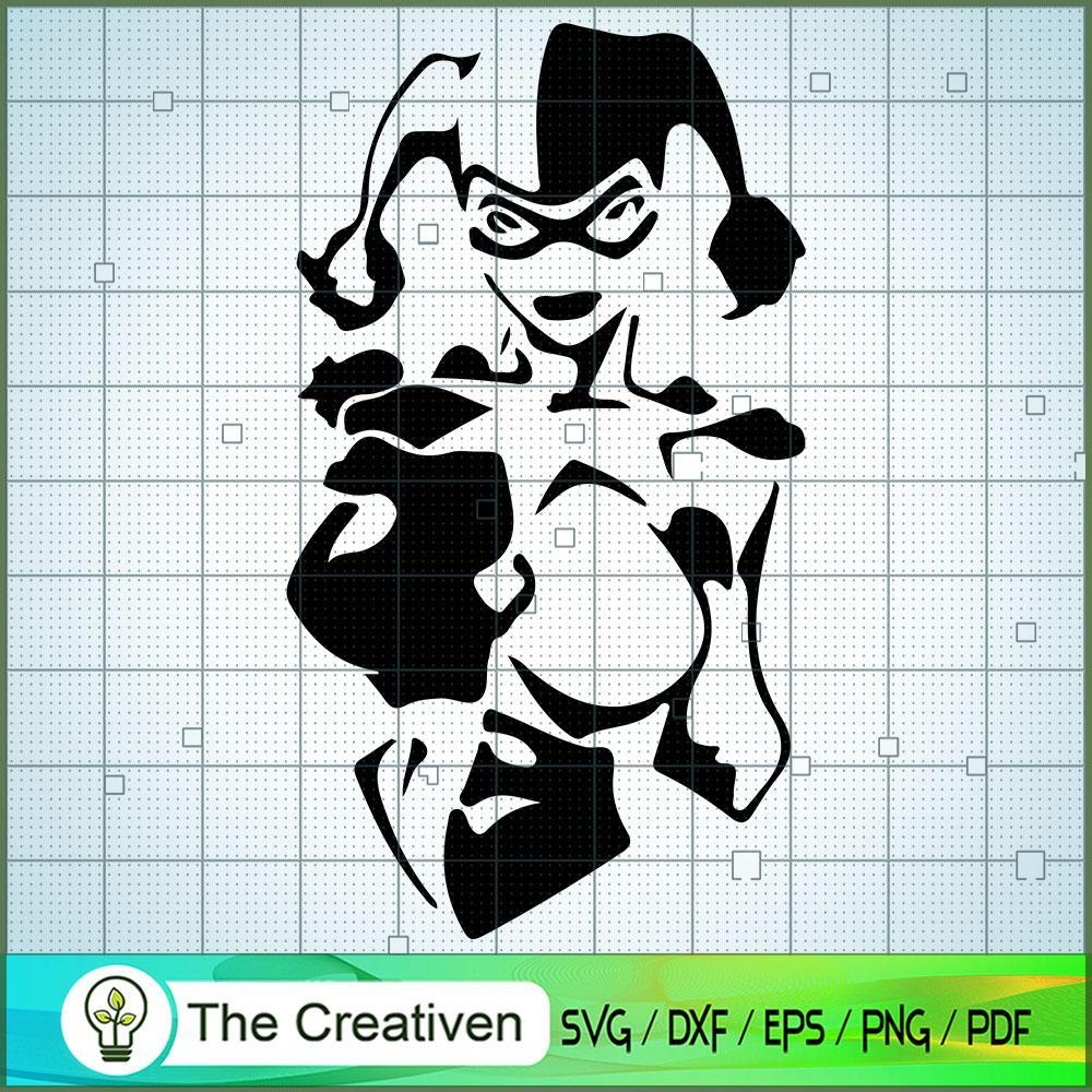 Black White Harley Quinn SVG Cut File for Cricut & Silhouette 1 Black White Harley Quinn SVG Cut File for Cricut & Silhouette