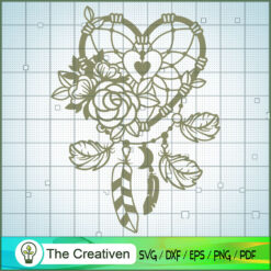 Floral Heart Dreamcatcher SVG Cut File for Cricut & Silhouette