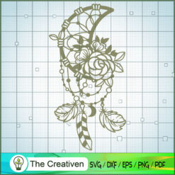 Floral Moon Dream Catcher SVG Cut File for Cricut & Silhouette