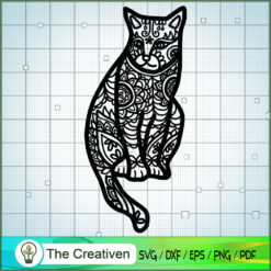 Cat Flowers Mandala Outline Art SVG Cut File for Cricut & Silhouette