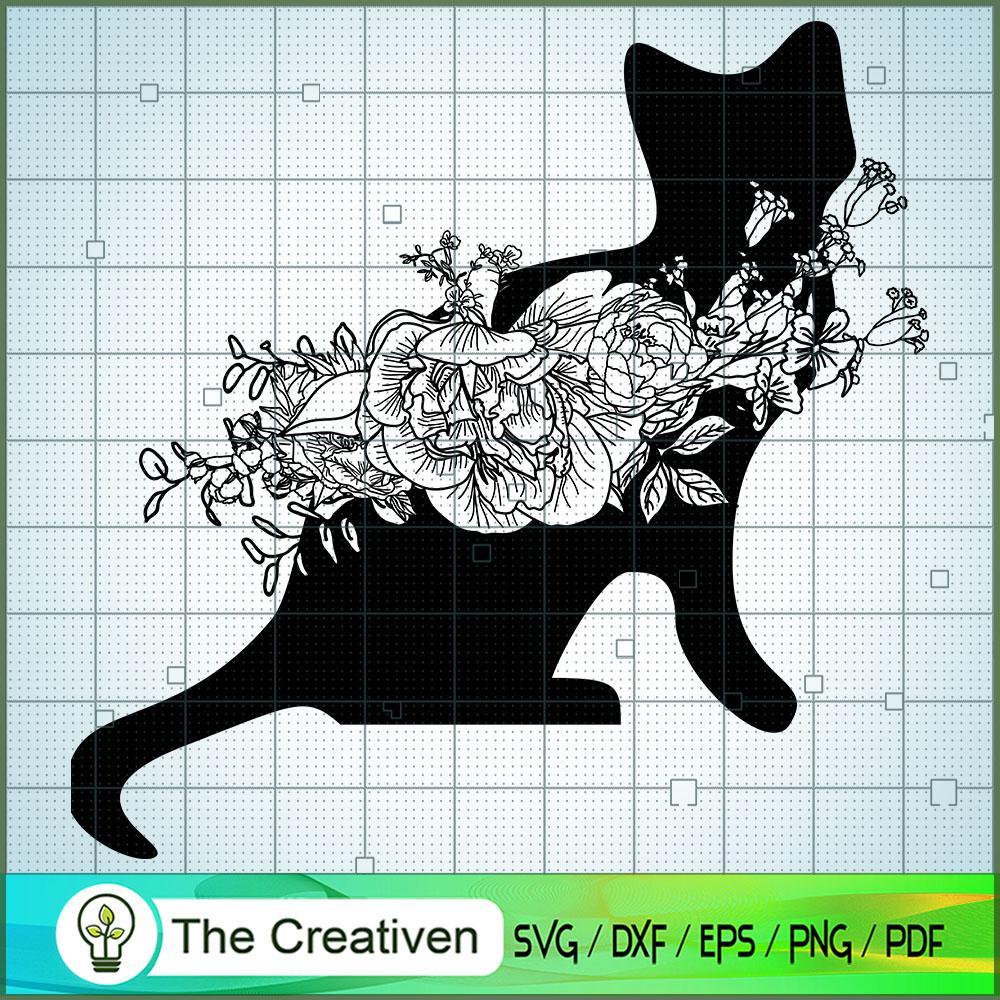 Floral Cat SVG Cut File for Cricut & Silhouette Design 25426 1 Floral Cat SVG Cut File for Cricut & Silhouette Design 25426