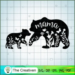 Floral Mama Bear and Baby SVG Cut File for Cricut & Silhouette