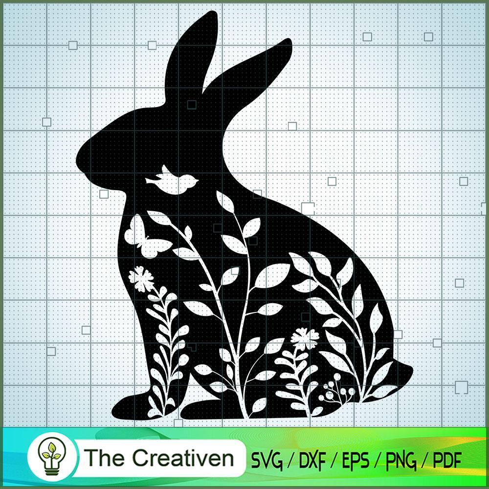 Floral Rabbit SVG Cut File for Cricut & Silhouette 1 Floral Rabbit SVG Cut File for Cricut & Silhouette