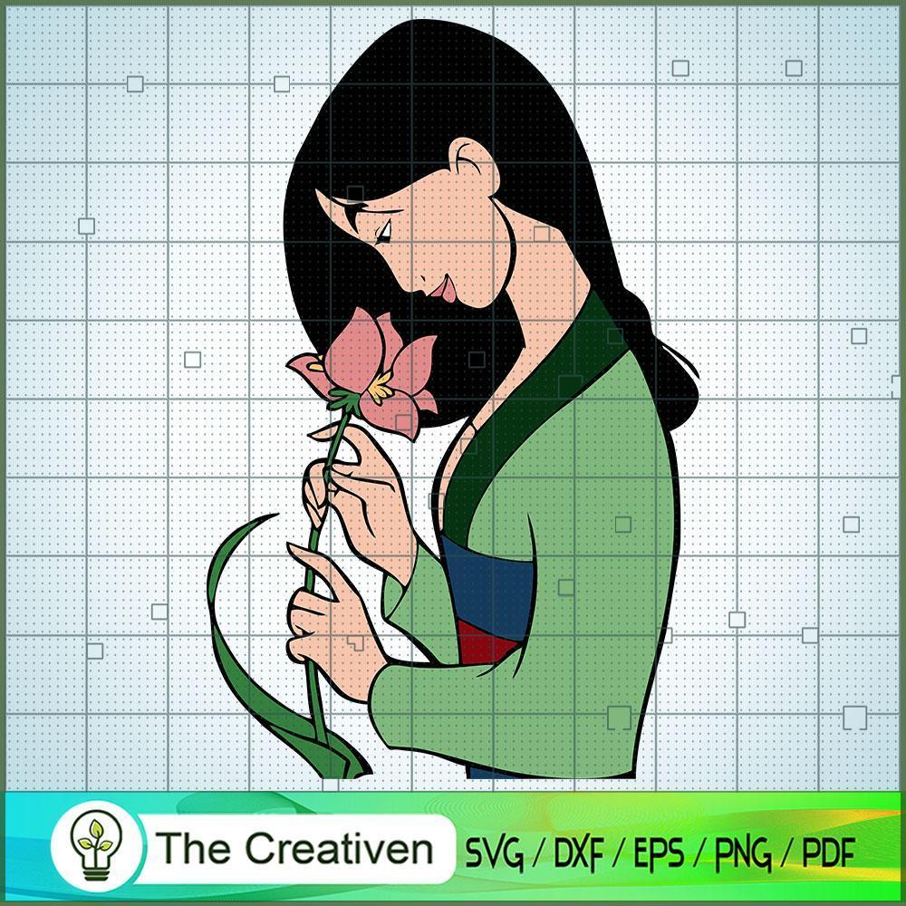 Mulan With Flower SVG Cut File for Cricut & Silhouette 1 Mulan With Flower SVG Cut File for Cricut & Silhouette