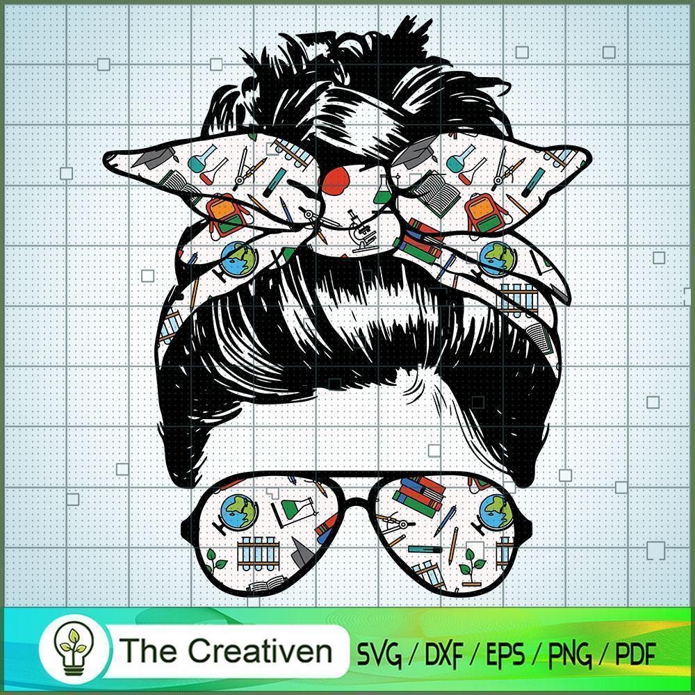 Back to School Messy Bun Ban SVG Cut File for Cricut 1 Back to School Messy Bun Ban SVG Cut File for Cricut