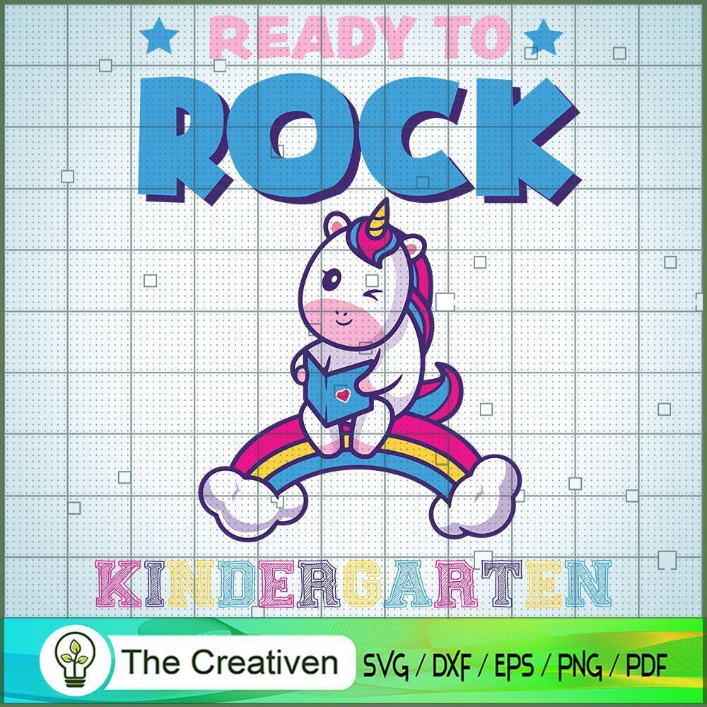 Ready to Rock Kindergarten SVG, Unicorn SVG, Back To School SVG 1 Ready to Rock Kindergarten SVG, Unicorn SVG, Back To School SVG