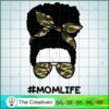 Afro Momlife Messy Bun Army SVG, Mom Life SVG, Messy Bun SVG