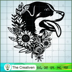 Floral Dog Rottweiler SVG, Dog Breeds SVG, Flower SVG