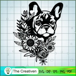 Floral French Bulldog SVG, Dog Breeds SVG, Flower SVG