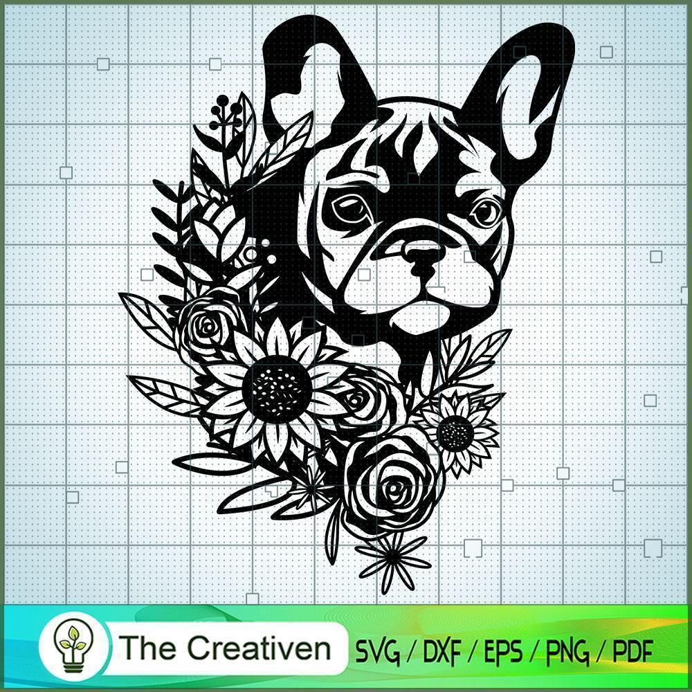 Floral French Bulldog SVG, Dog Breeds SVG, Flower SVG 1 Floral French Bulldog SVG, Dog Breeds SVG, Flower SVG