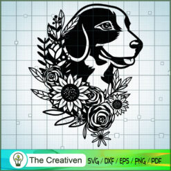 Beagle Floral Dog SVG, Dog Breeds SVG, Flower SVG