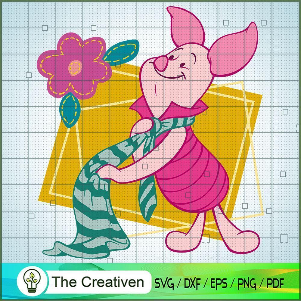 Piglet Scarf Flower SVG Cut File for Cricut & Silhouette 1 Piglet Scarf Flower SVG Cut File for Cricut & Silhouette