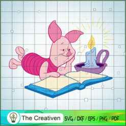 Piglet Reading Book SVG Cut File for Cricut & Silhouette