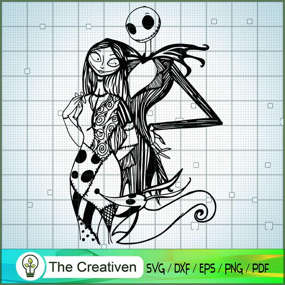 Jack Skellington and Sally Love SVG, Nightmare SVG, Halloween SVG 1 Jack Skellington and Sally Love SVG, Nightmare SVG, Halloween SVG