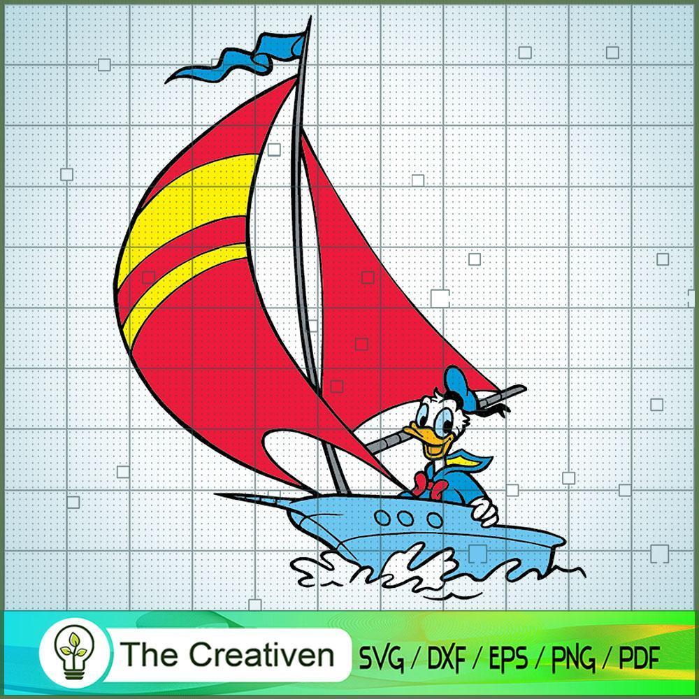 Donal Duck Boat In The Sea SVG Cut File for Cricut & Silhouette 1 Donal Duck Boat In The Sea SVG Cut File for Cricut & Silhouette