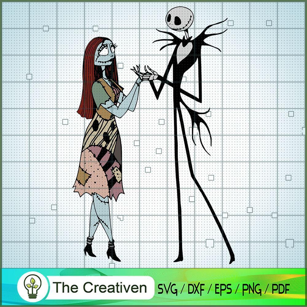 Sally and Jack Skellington D SVG Cut File for Cricut 1 Sally and Jack Skellington D SVG Cut File for Cricut