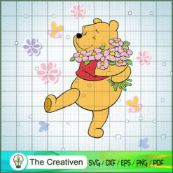 Winnie The Pooh With Flower SVG Cut File for Cricut & Silhouette