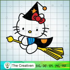 Kitty Witch Halloween SVG, Kitty Cat SVG, Hello Kitty Cartoon SVG