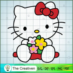 Kitty Take A Flower SVG, Kitty Cat SVG, Hello Kitty Cartoon SVG