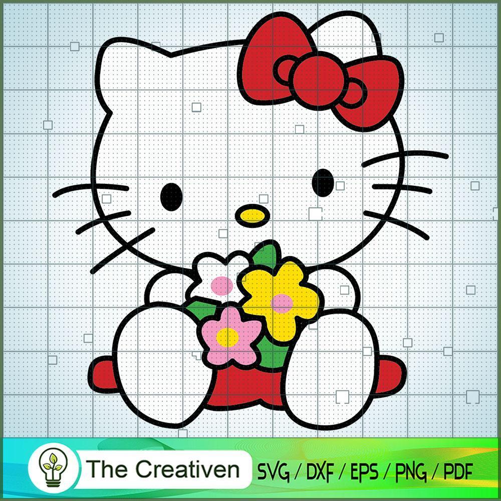 Kitty Take A Flower SVG, Kitty Cat SVG, Hello Kitty Cartoon SVG 1 disney121 12 copy