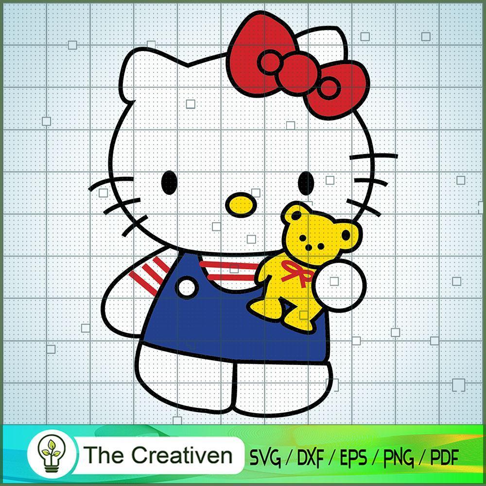 Kitty Take a Teddy Bear SVG, Kitty Cat SVG, Hello Kitty Cartoon SVG 1 disney121 11 copy