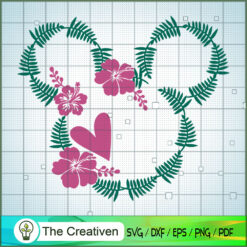 Mickey Pink Heart Flower SVG Cut File for Cricut & Silhouette
