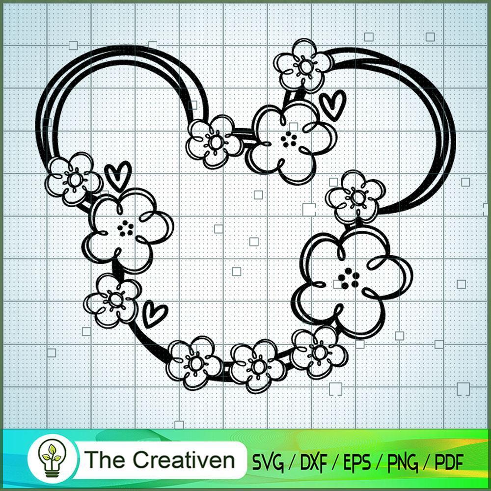 Mickey Monogram Flower SVG Cut File for Cricut & Silhouette 1 Mickey Monogram Flower SVG Cut File for Cricut & Silhouette