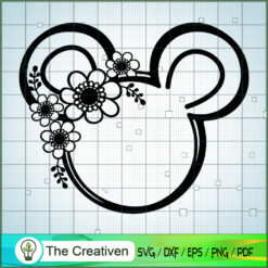 Minnie Outline Black Flower SVG Cut File for Cricut & Silhouette