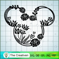 Mickey Black Flower SVG Cut File for Cricut & Silhouette
