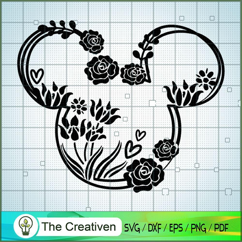 Mickey Black Flower SVG Cut File for Cricut & Silhouette 1 Mickey Black Flower SVG Cut File for Cricut & Silhouette