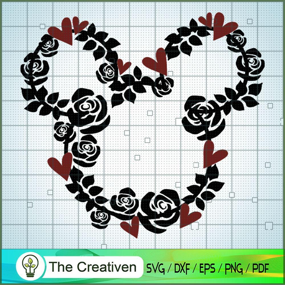 Mickey Flower Heart SVG Cut File for Cricut & Silhouette 1 Mickey Flower Heart SVG Cut File for Cricut & Silhouette