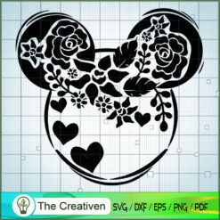 Mickey Rose Flower Black SVG Cut File for Cricut & Silhouette