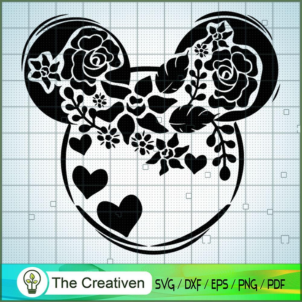 Mickey Rose Flower Black SVG Cut File for Cricut & Silhouette 1 Mickey Rose Flower Black SVG Cut File for Cricut & Silhouette