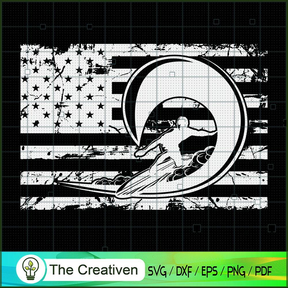 Surfing American Flag SVG Cut File for Cricut & Silhouette 1 Surfing American Flag SVG Cut File for Cricut & Silhouette