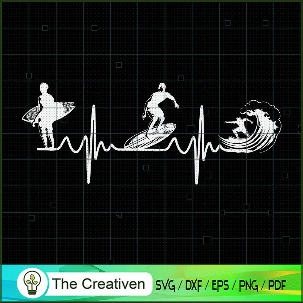 Surfing Heartbeat SVG Cut File for Cricut & Silhouette 1 Surfing Heartbeat SVG Cut File for Cricut & Silhouette