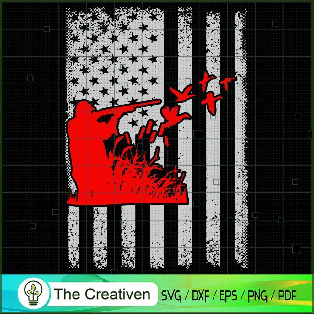 Duck Hunting USA Flag SVG Cut File for Cricut & Silhouette 1 Duck Hunting USA Flag SVG Cut File for Cricut & Silhouette