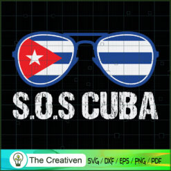 Sos Cuba Flag Sunglasses SVG, Cuba Flag SVG, Cuba Patria SVG