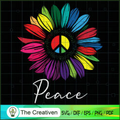 Sunflower Rainbow Peace Sign Hippie SVG, Hippie SVG, Love Peace SVG