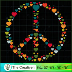Peace Sign Symbol Love Hearts SVG, Hippie SVG, Love Peace SVG