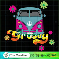 Hippie Van Retro Floral Bus SVG, Hippie SVG, Love Peace SVG