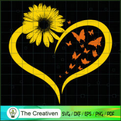 Butterflies Sunflowers Heart Hippie SVG, Hippie SVG, Love Peace SVG