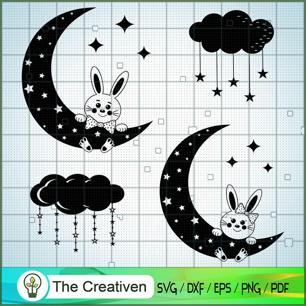Hares on the Moon SVG, Monogram SVG , Mystical SVG, Mystic SVG , Moon SVG 1 21 copy 53