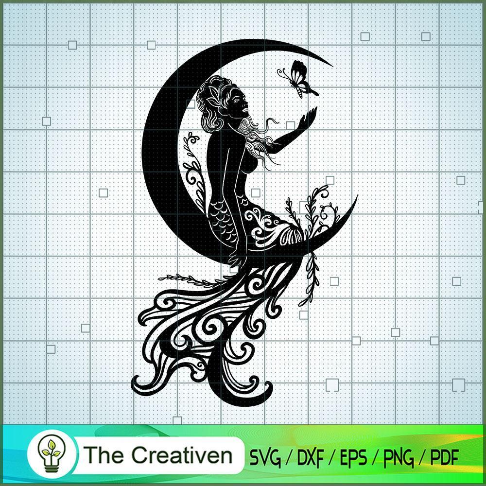 Mermaid Silhouette SVG Moon SVG , Mystical SVG, Mystic SVG , Moon SVG 1 20
