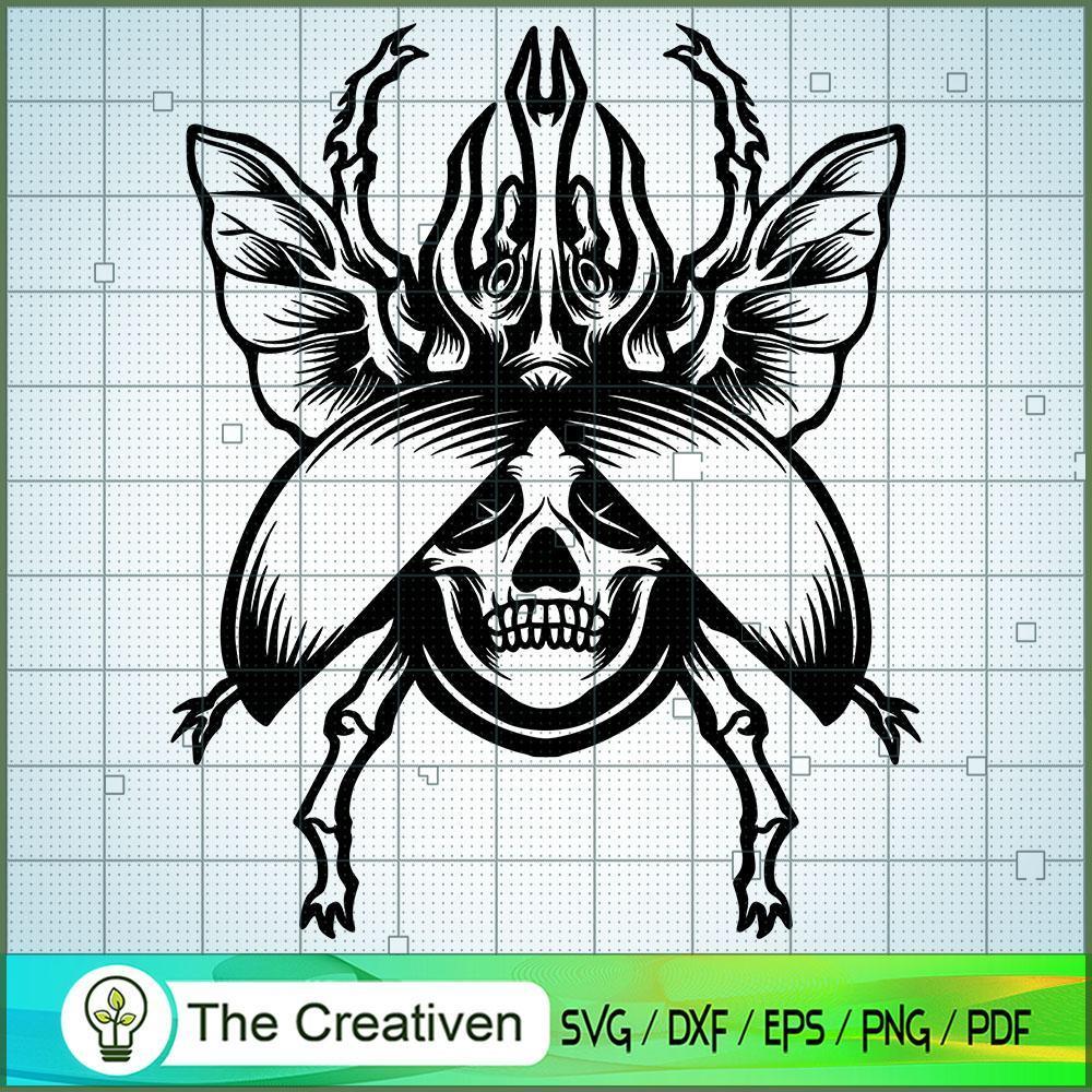 Silhouette Beetle Skull Clipart SVG Cut File for Cricut & Silhouette 1 Silhouette Beetle Skull Clipart SVG Cut File for Cricut & Silhouette