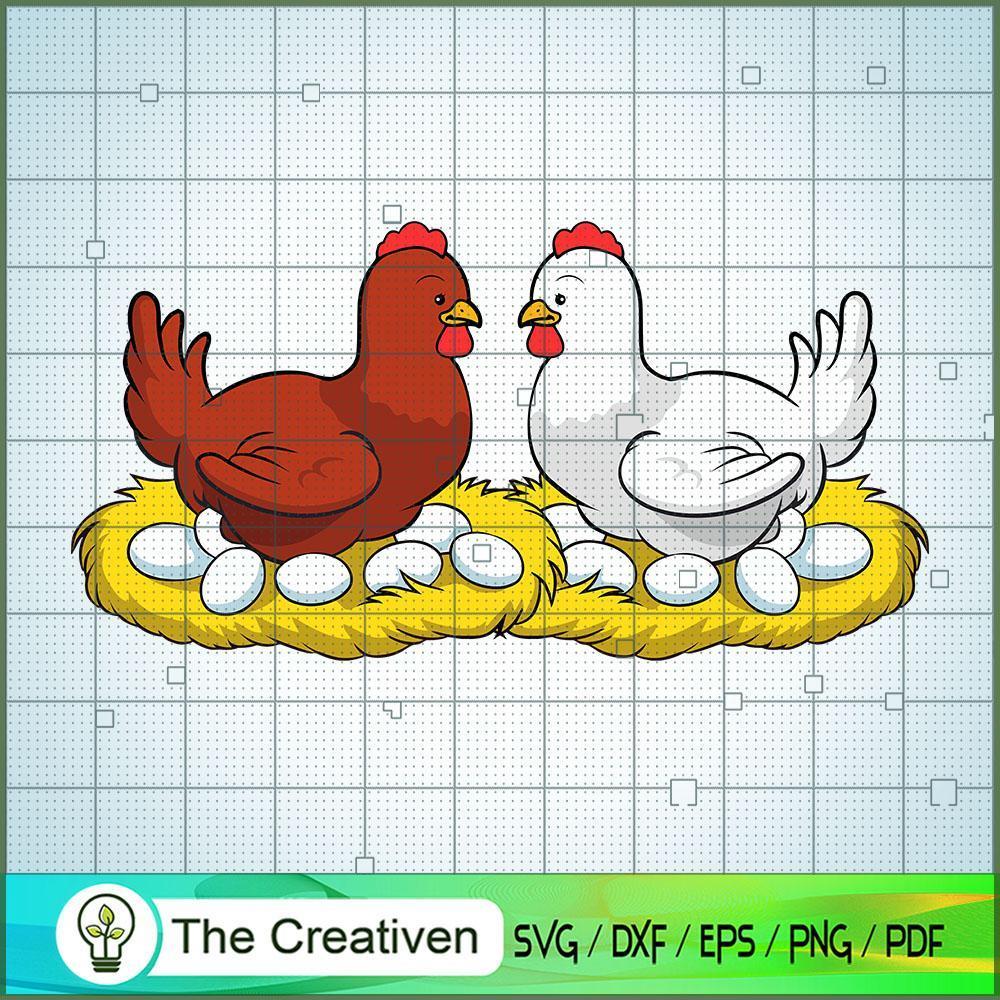 Cute Chickens with Eggs SVG, Cute Chickens SVG, Trending SVG 1 Cute Chickens with Eggs SVG, Cute Chickens SVG, Trending SVG
