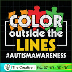 Color Outside the Lines Autism Awarene SVG Cut File fo Design 17768