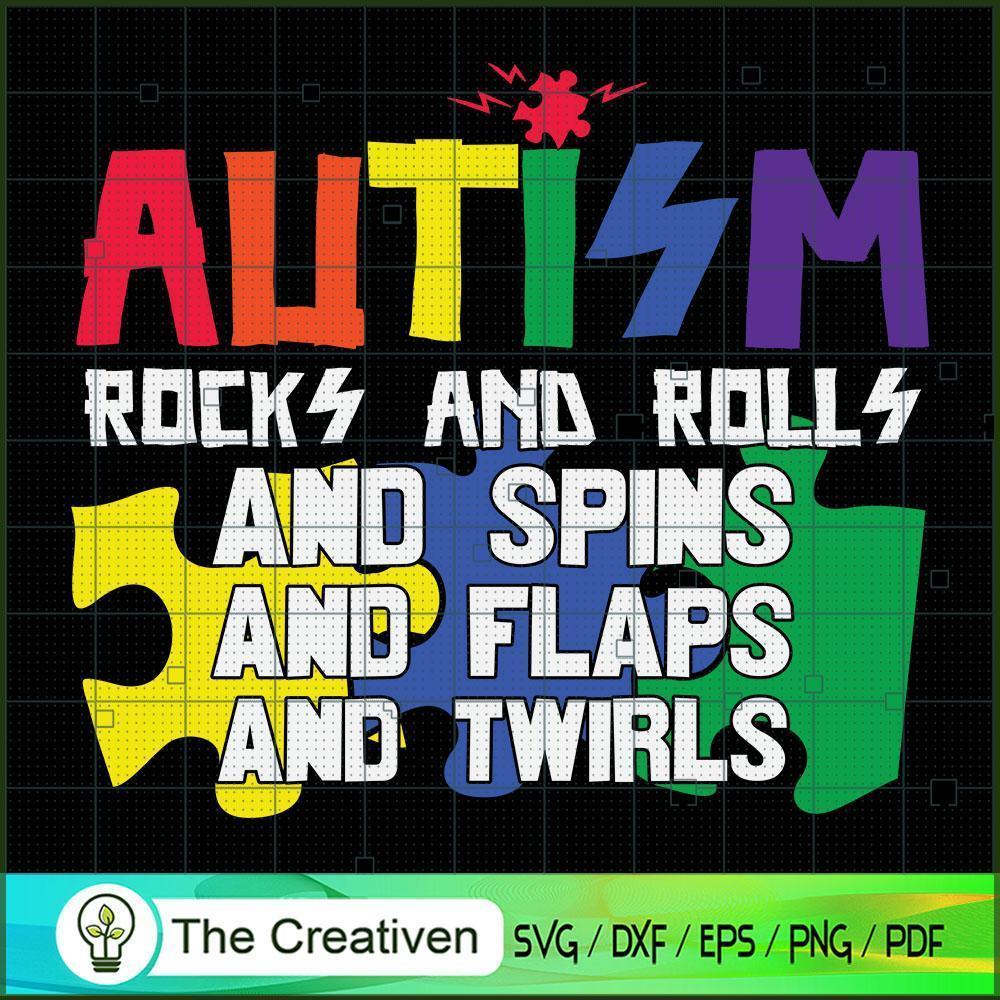 Autism Rocks N Rolls Spins F SVG Cut File for Cricut 1 Autism Rocks N Rolls Spins F SVG Cut File for Cricut